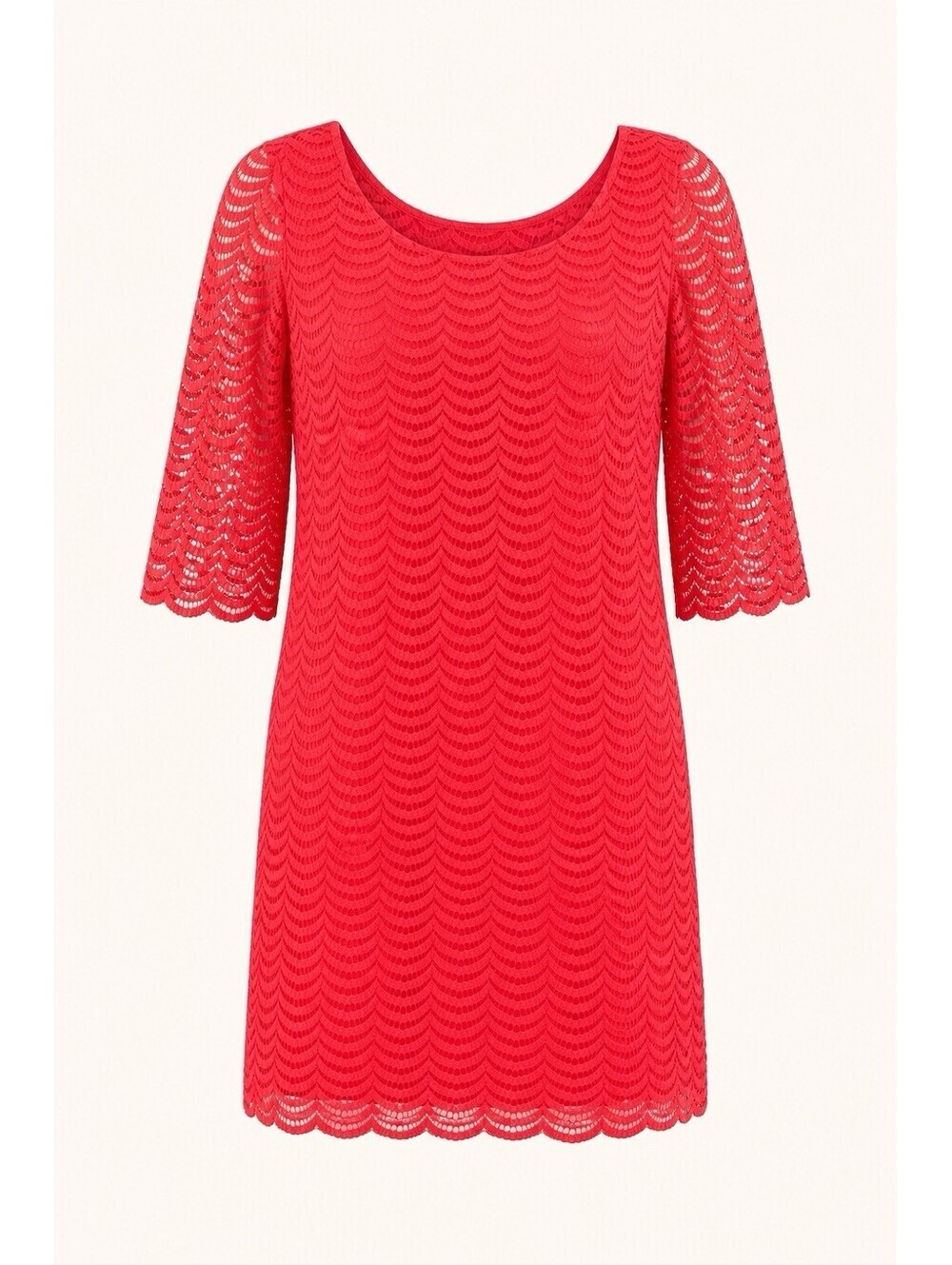Ivanka Trump Red Lace Sheath Dress Sheer 3/4 Sleeves Size 12 Special Occasion